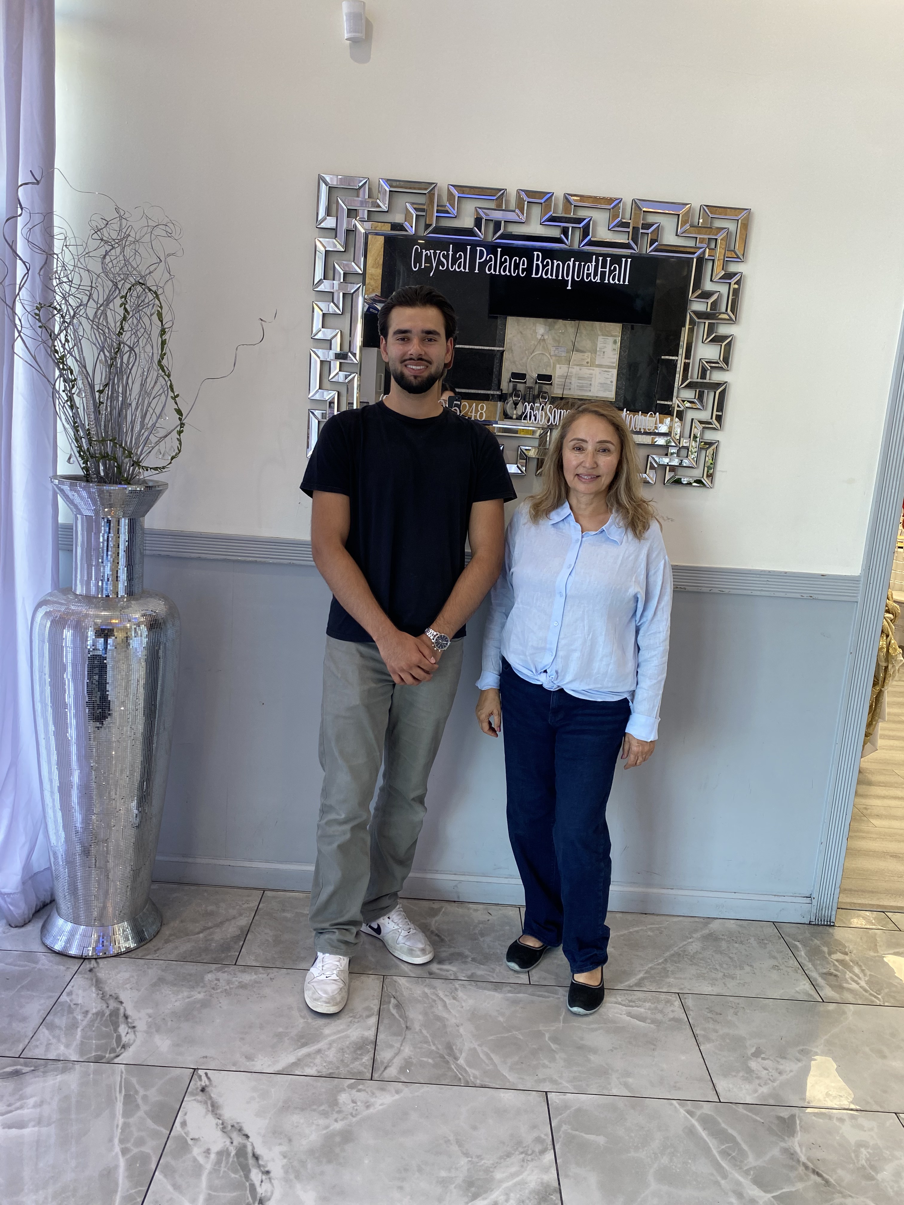 EventFlow AI founder with the owner of Crystal Palace Banquet Hall